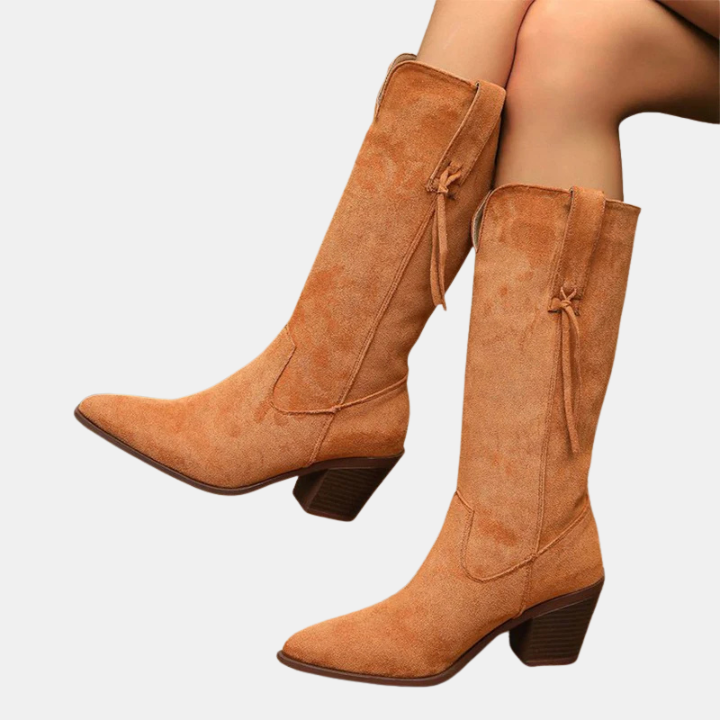 Remi™ - Retro Faux Suede Mid Calf Boots