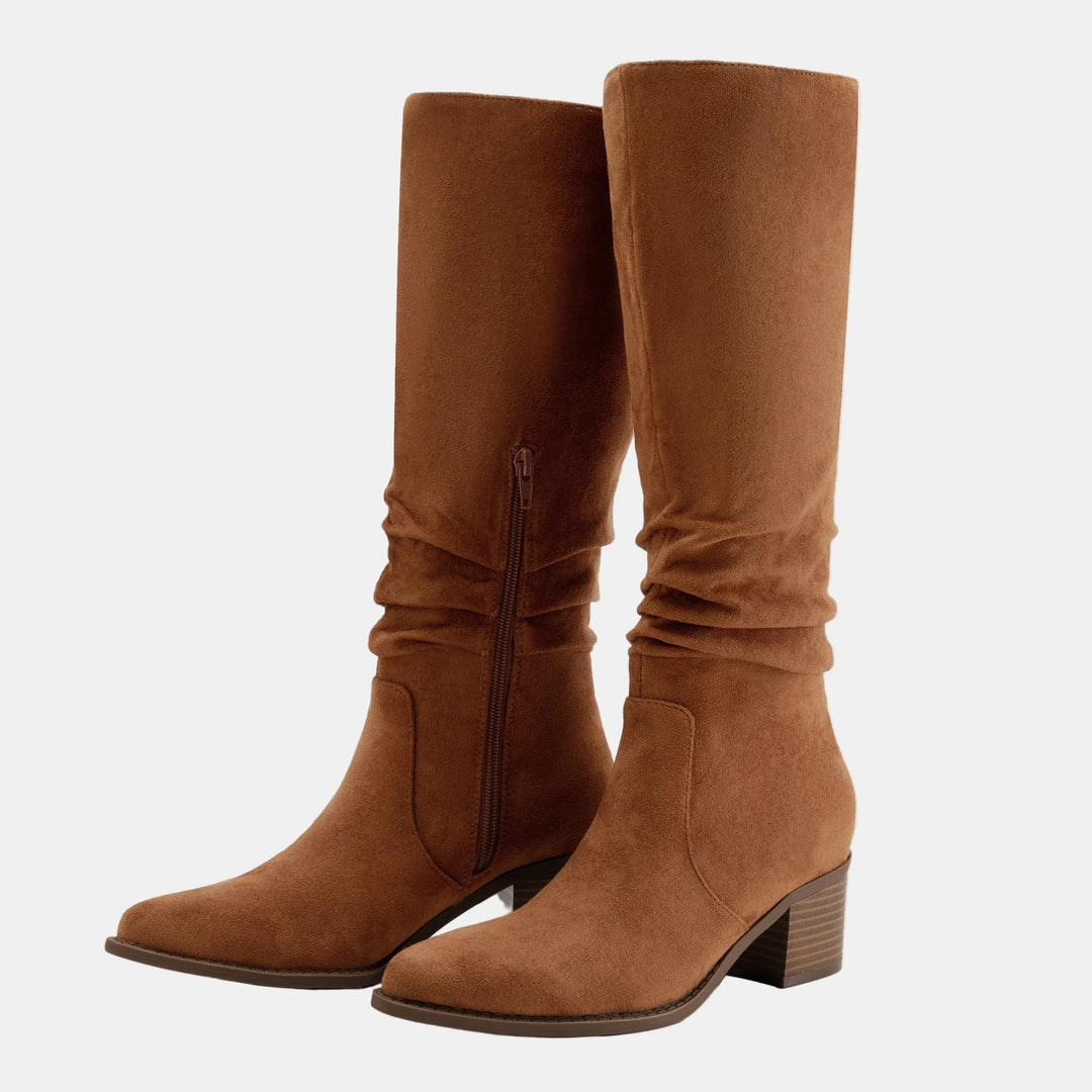 Noa™ - Knee-High Suede Block Heeled Boots
