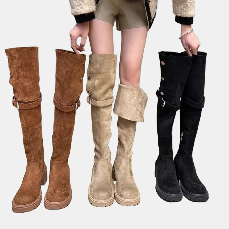 Livia™ - Over-the-Knee Suede Cowboy Boots
