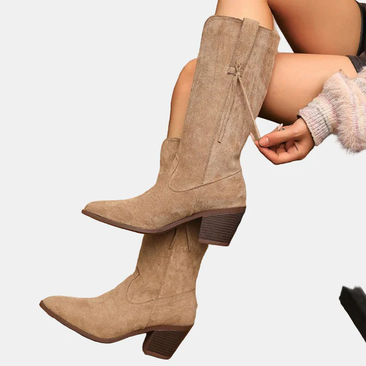 Remi™ - Retro Faux Suede Mid Calf Boots