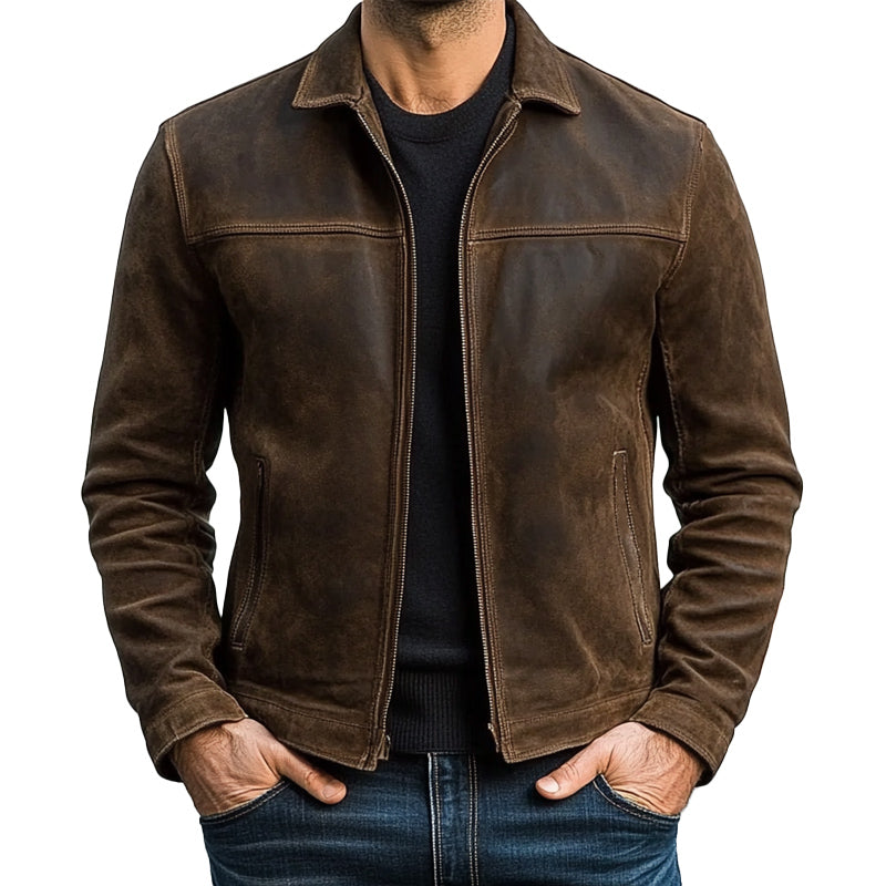 Nolan™ – Classic Zip-Up Vegan Leather Jacket for Men