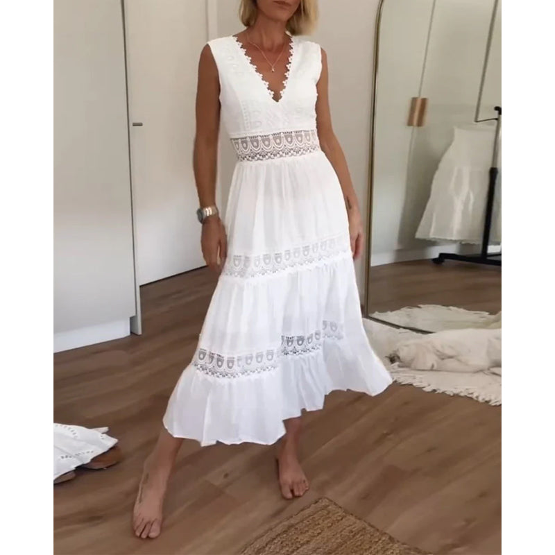 Elle™ – Timeless Lace-Detail Summer Dress for Effortless Elegance