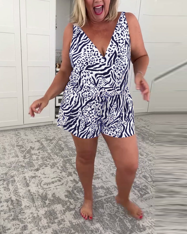 Shelley™ – Slim Fit Zebra Print One-Piece for Sun-Soaked Getaways