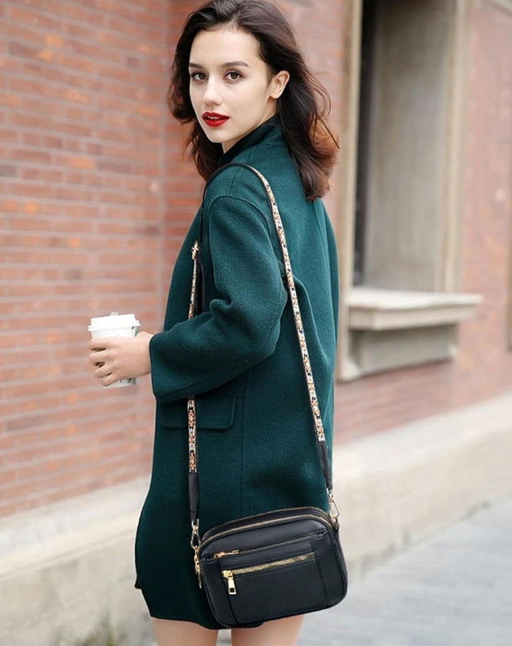Lauren™ | Elegant Crossbody Bag with Patterned Adjustable Strap