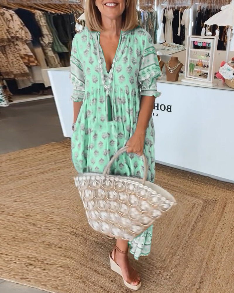 Olive | Chic Floral V-Neck Dress