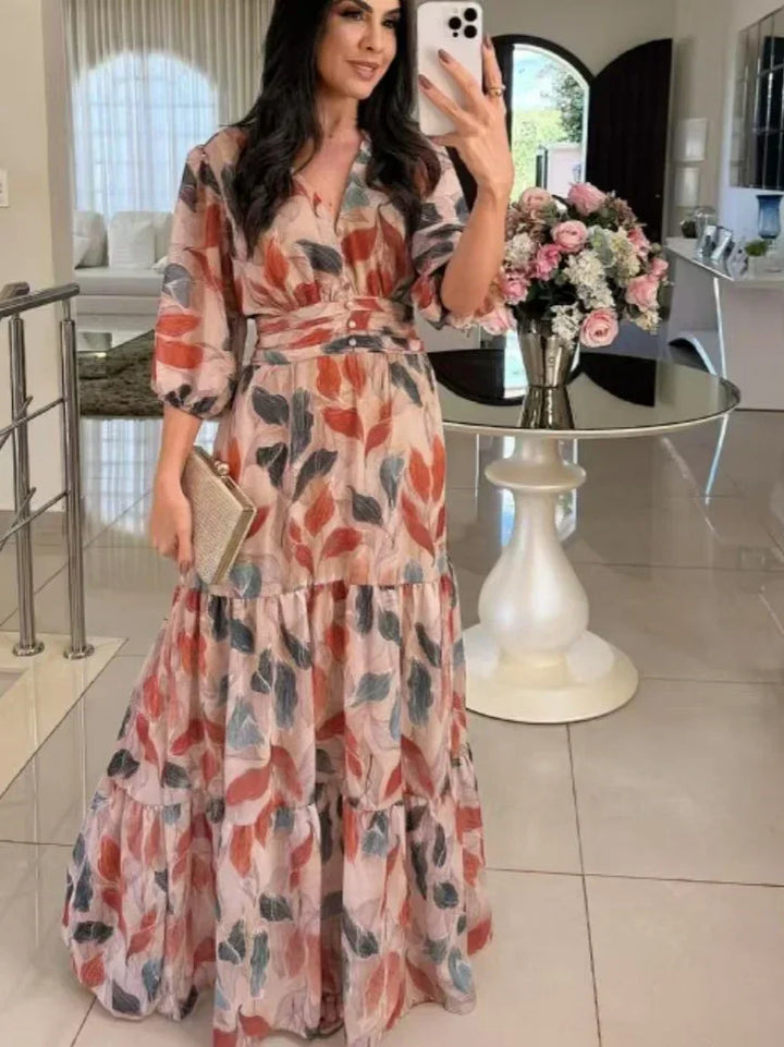 CLARISSA | Long Floral Dress with Comfortable Fit for Elegant Days