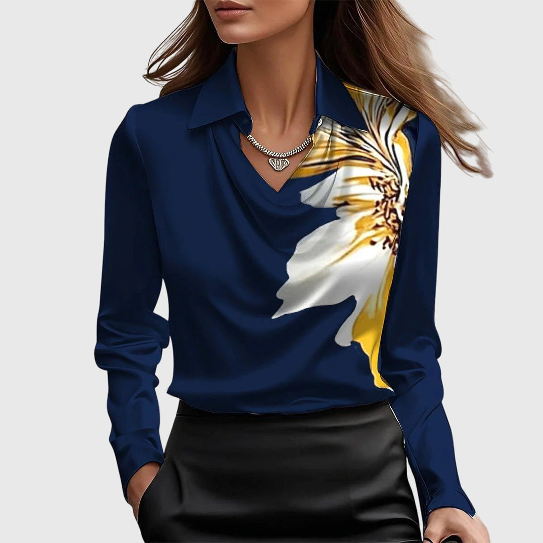 Candice™ – Pleated Shine Blouse for Quiet Confidence