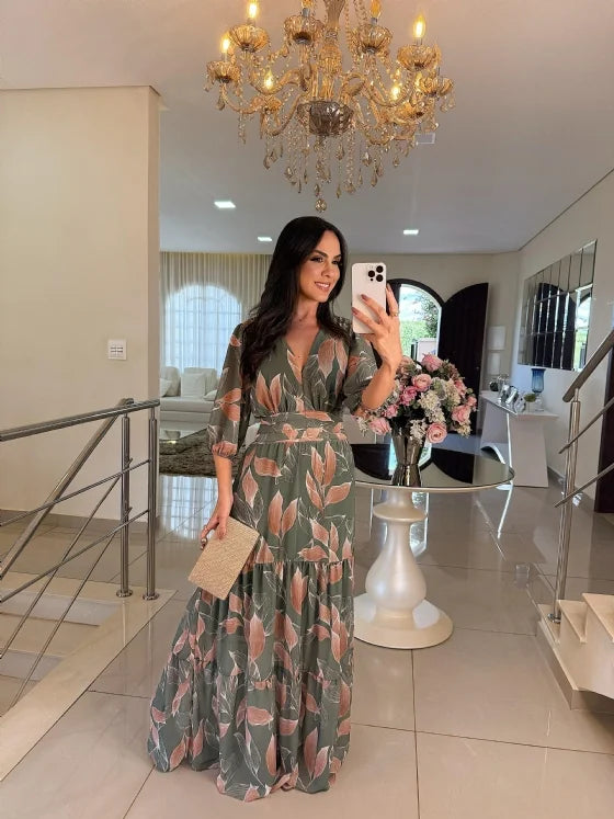 CLARISSA | Long Floral Dress with Comfortable Fit for Elegant Days
