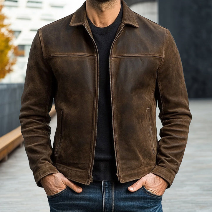 Nolan™ – Classic Zip-Up Vegan Leather Jacket for Men