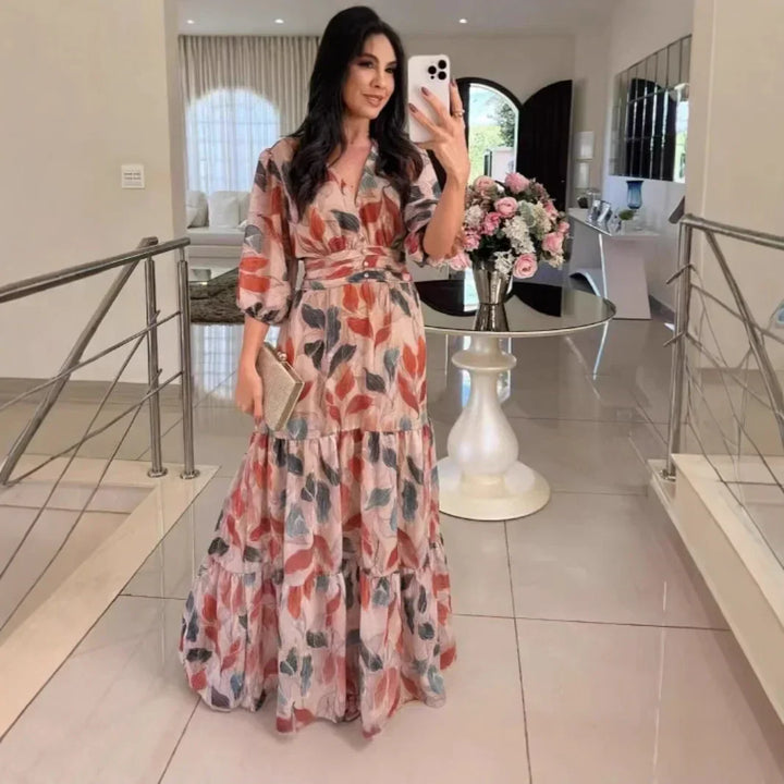 CLARISSA | Long Floral Dress with Comfortable Fit for Elegant Days