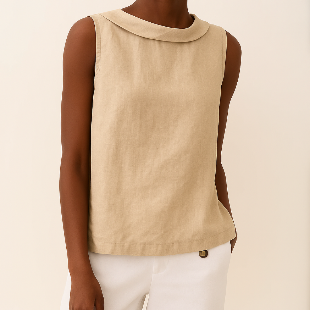 Hayley™ | Sleeveless Roll Collar Top