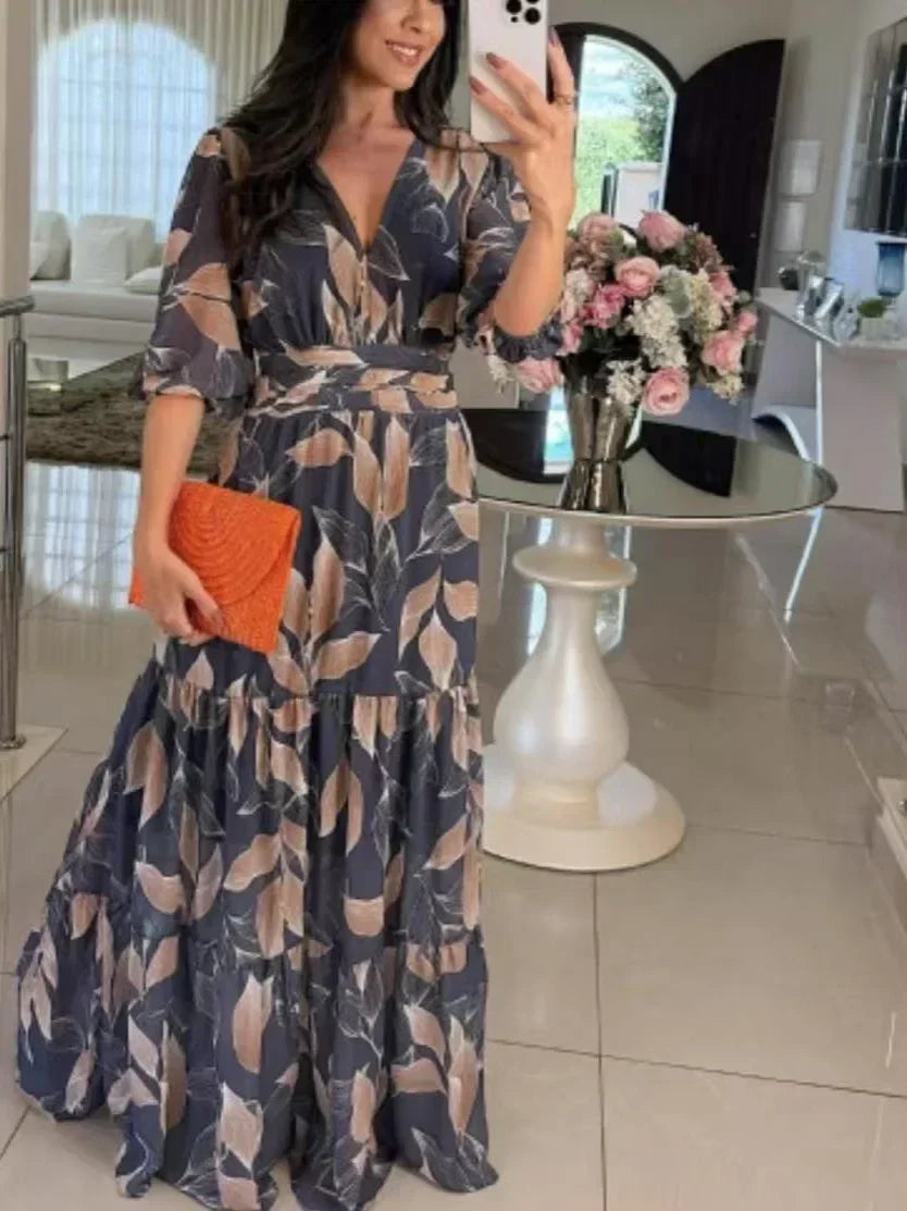 CLARISSA | Long Floral Dress with Comfortable Fit for Elegant Days