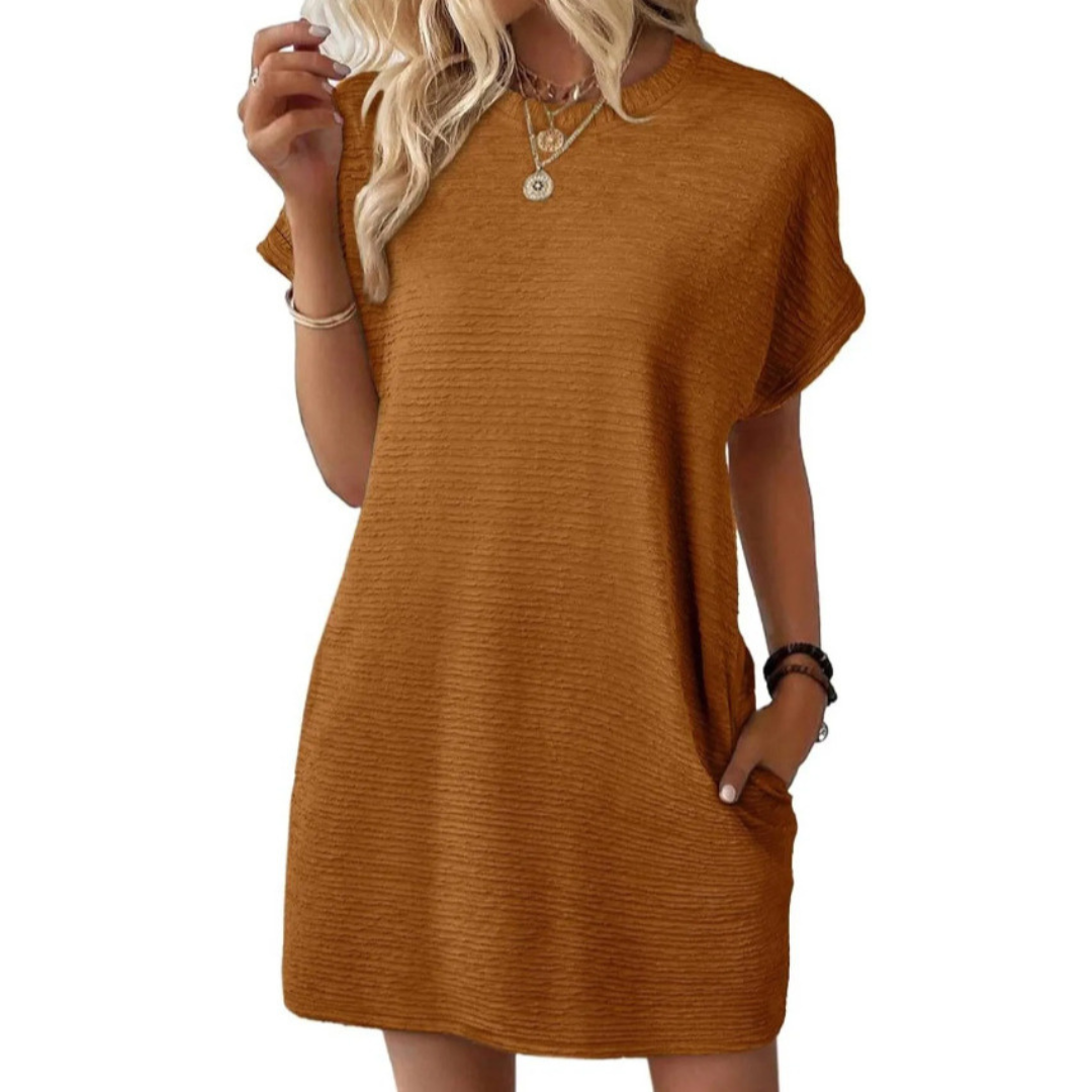 Mila™ – Casual Minimalist Round Neck Summer Dress
