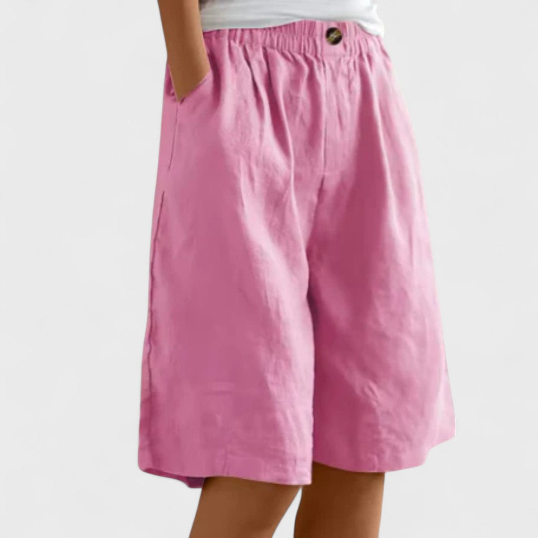 Amanda™ – Effortless Wide-Leg Linen Blend Shorts