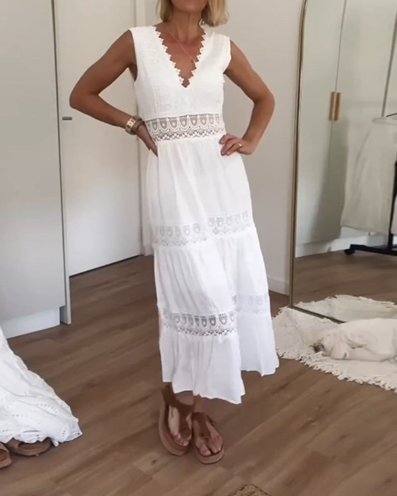 Elle™ – Timeless Lace-Detail Summer Dress for Effortless Elegance
