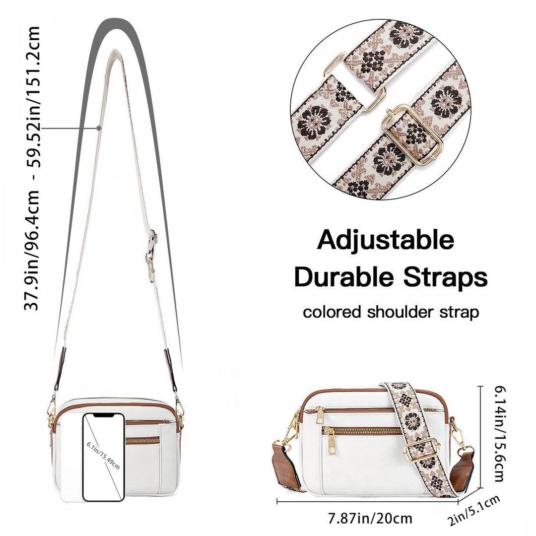 Lauren™ | Elegant Crossbody Bag with Patterned Adjustable Strap