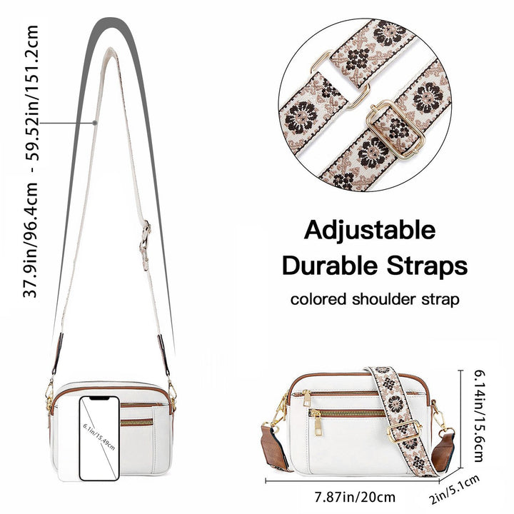 Lauren™ | Elegant Crossbody Bag with Patterned Adjustable Strap