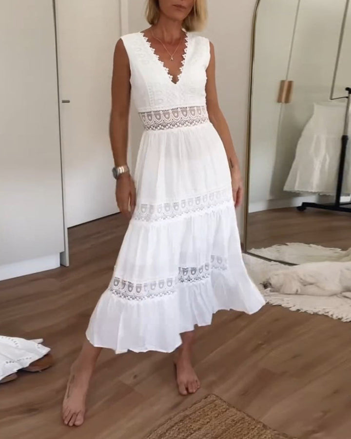 Elle™ – Timeless Lace-Detail Summer Dress for Effortless Elegance