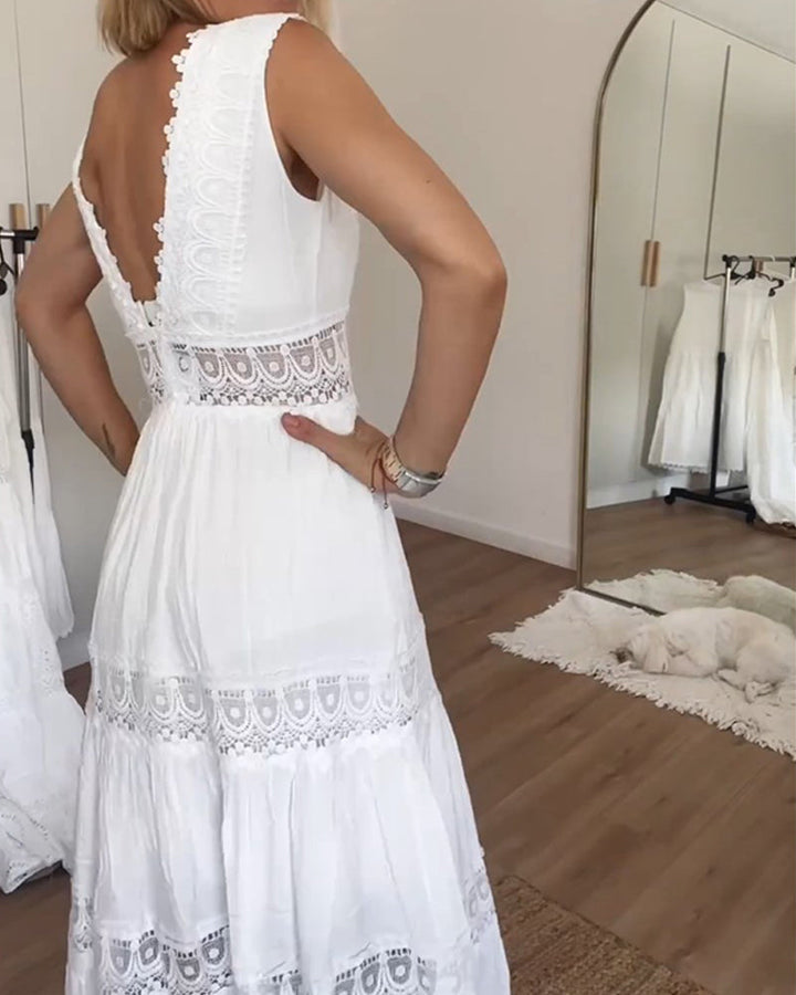 Elle™ – Timeless Lace-Detail Summer Dress for Effortless Elegance