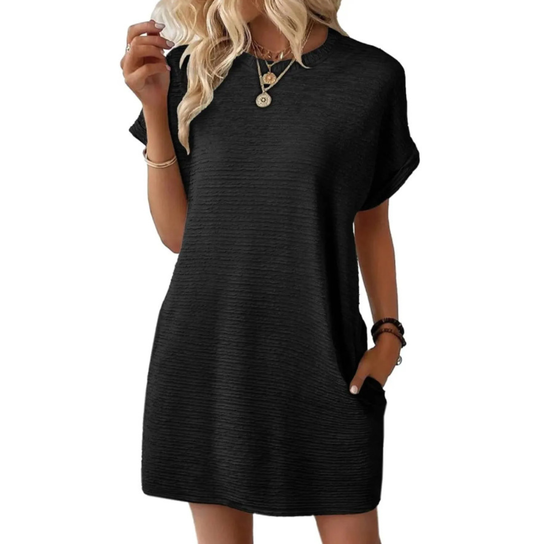 Mila™ – Casual Minimalist Round Neck Summer Dress