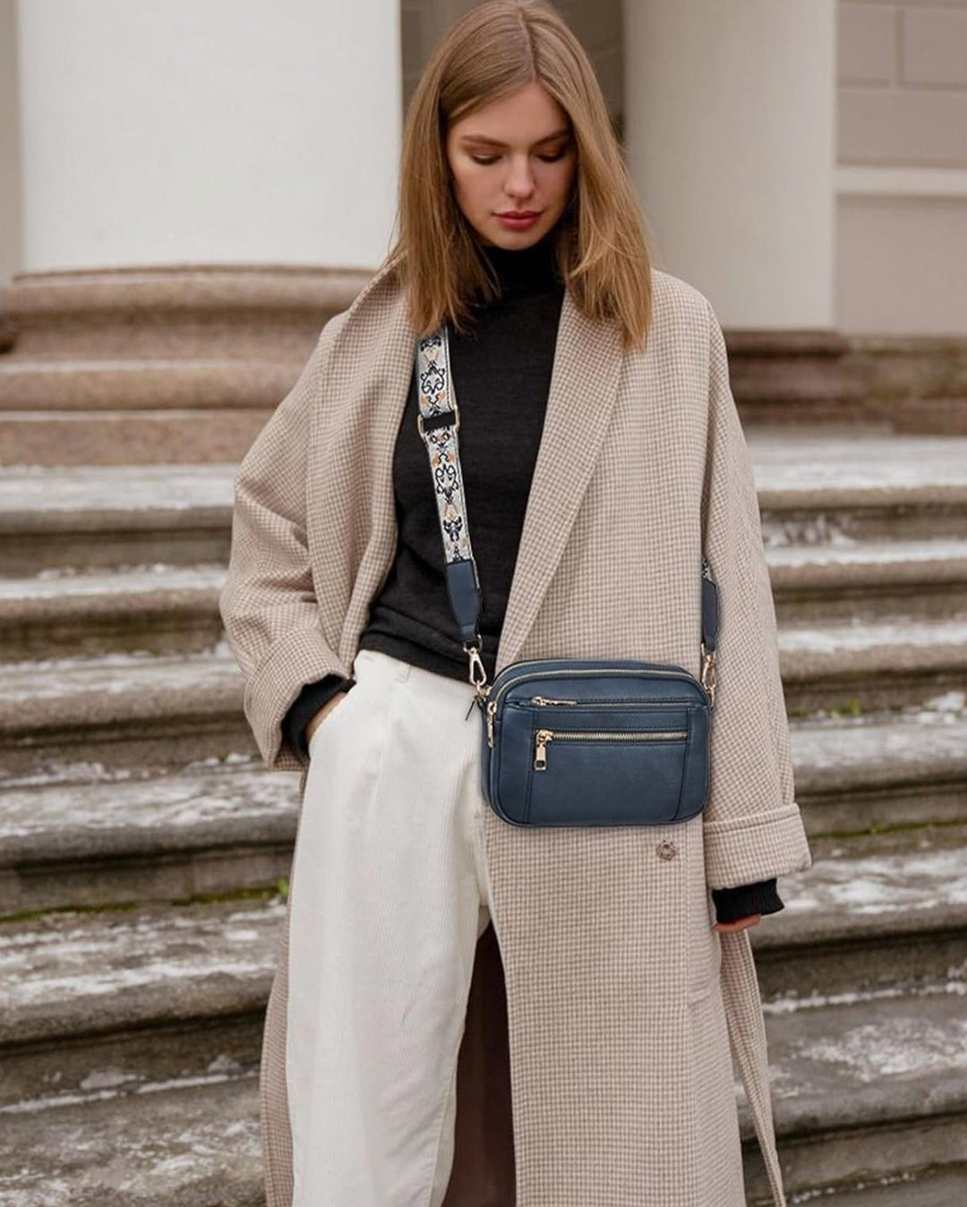 Lauren™ | Elegant Crossbody Bag with Patterned Adjustable Strap