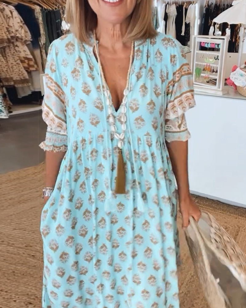 Olive | Chic Floral V-Neck Dress