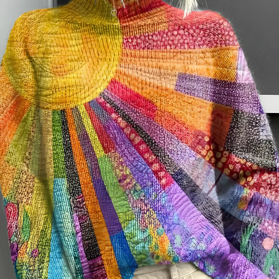 Verona™ – Vibrant High-Neck Knit Sweater