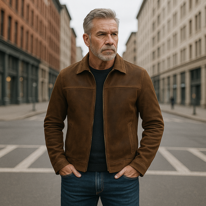 Nolan™ – Classic Zip-Up Vegan Leather Jacket for Men