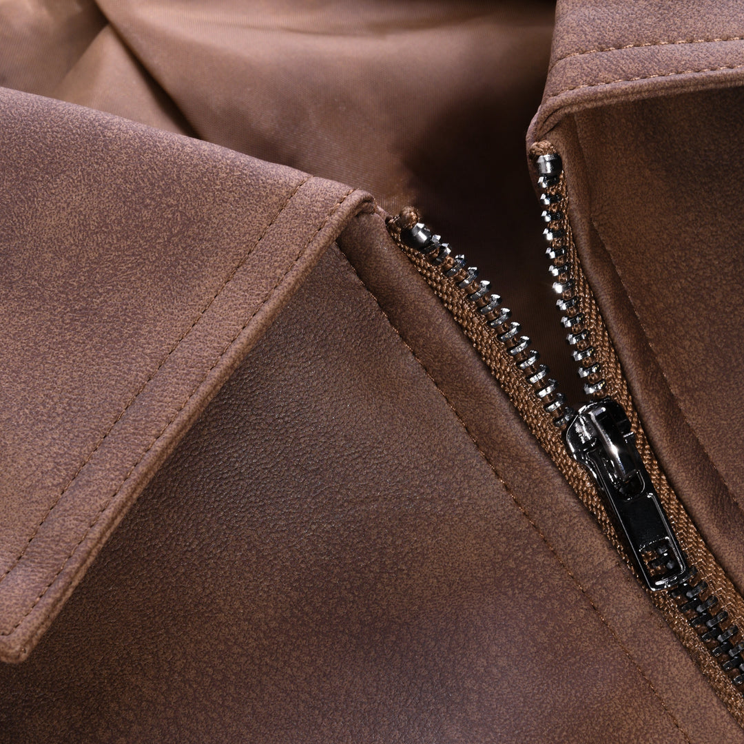Nolan™ – Classic Zip-Up Vegan Leather Jacket for Men