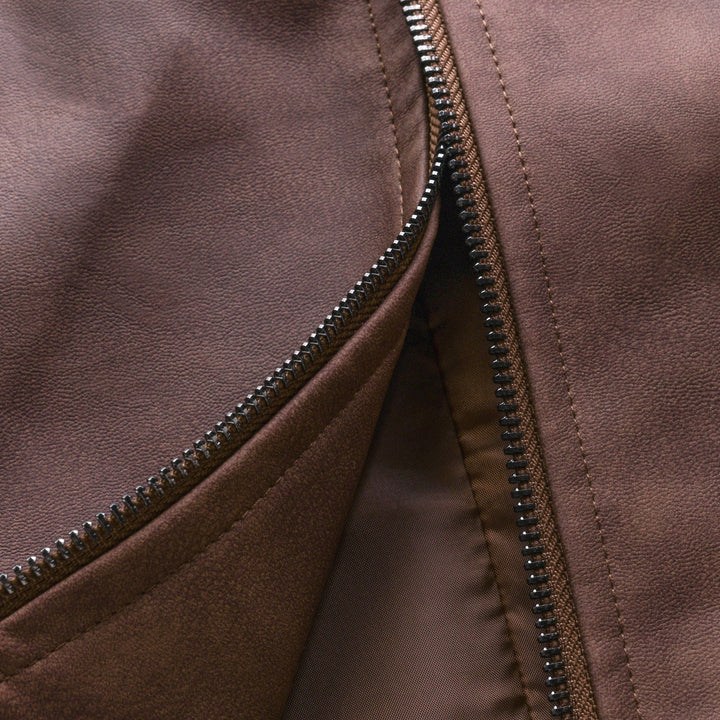 Nolan™ – Classic Zip-Up Vegan Leather Jacket for Men