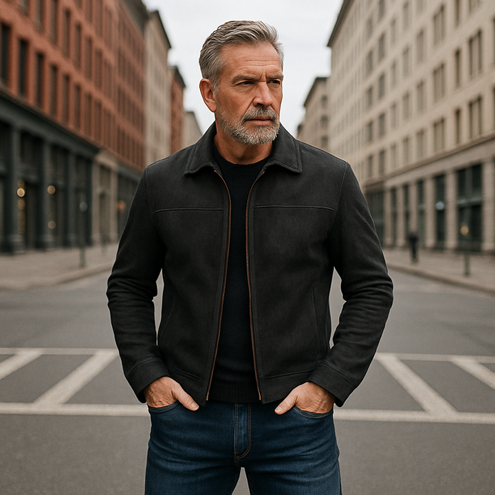 Nolan™ – Classic Zip-Up Vegan Leather Jacket for Men