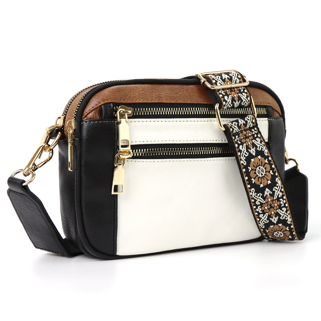 Lauren™ | Elegant Crossbody Bag with Patterned Adjustable Strap