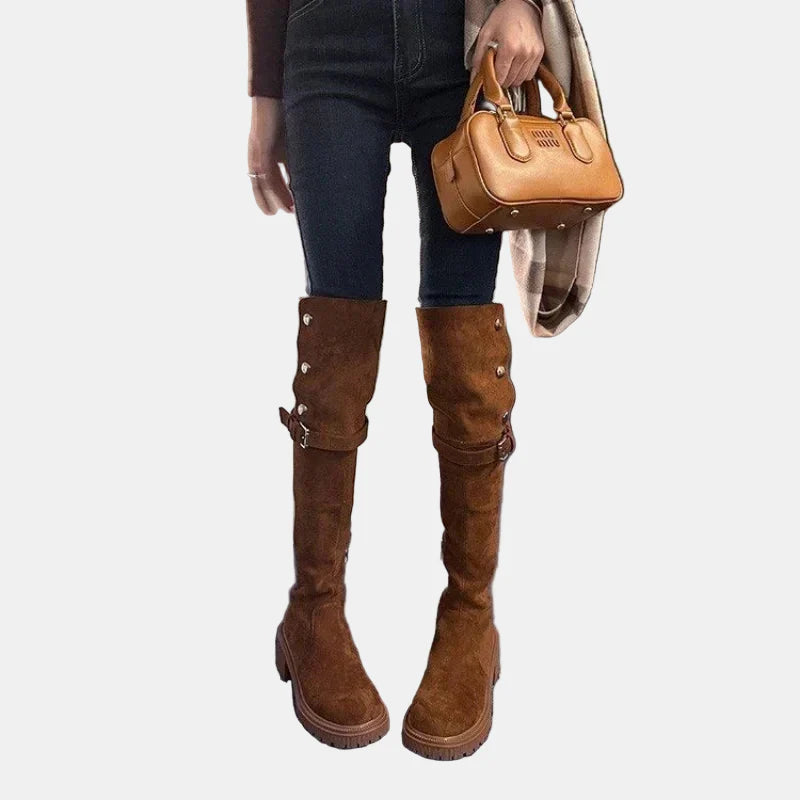 Livia™ - Over-the-Knee Suede Cowboy Boots