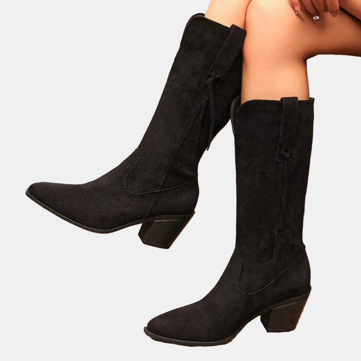 Remi™ - Retro Faux Suede Mid Calf Boots