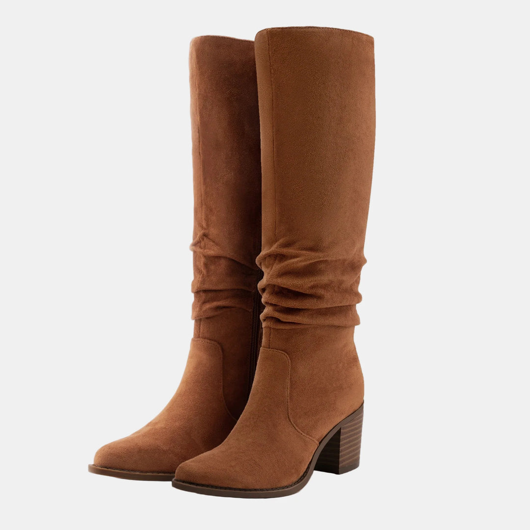 Noa™ - Knee-High Suede Block Heeled Boots