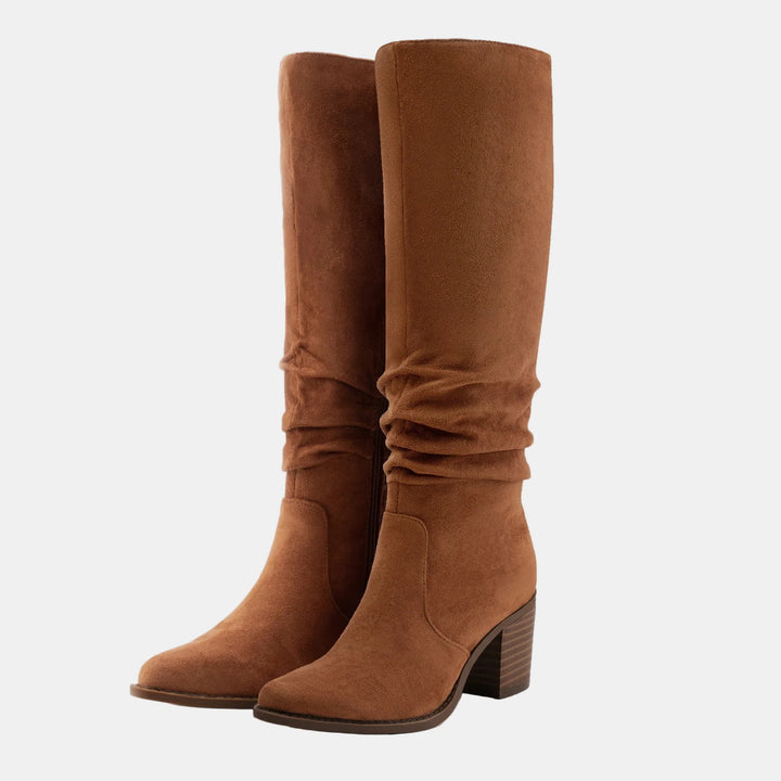 Noa™ - Knee-High Suede Block Heeled Boots