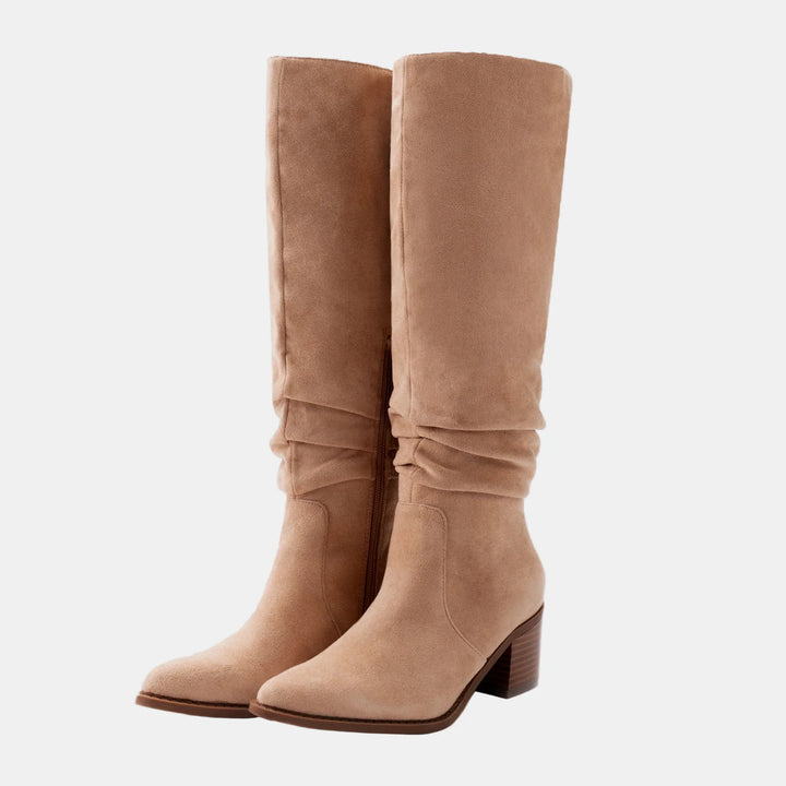 Noa™ - Knee-High Suede Block Heeled Boots