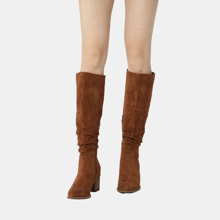 Noa™ - Knee-High Suede Block Heeled Boots