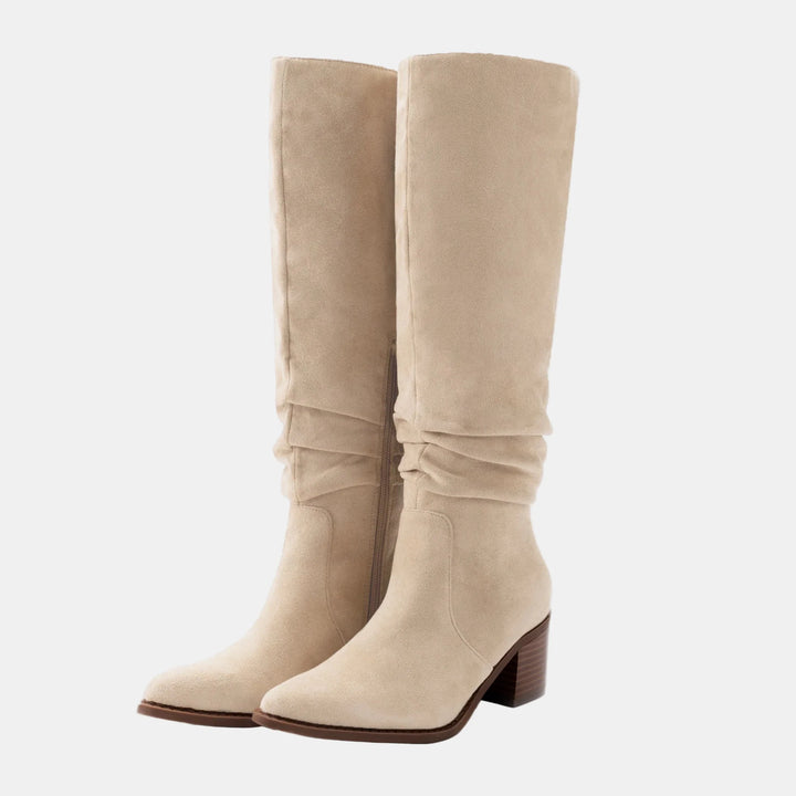 Noa™ - Knee-High Suede Block Heeled Boots