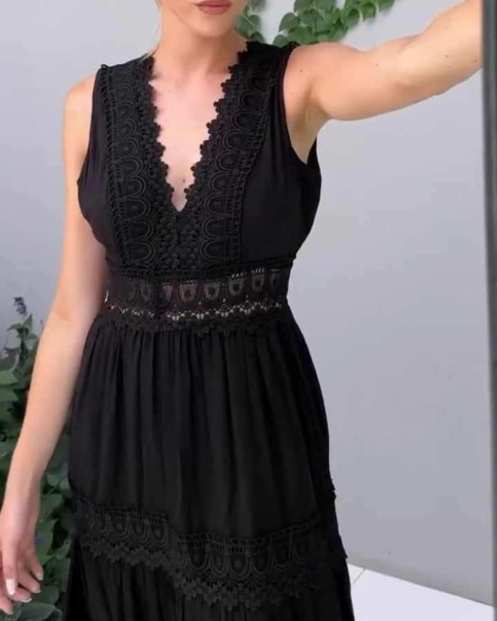 Elle™ – Timeless Lace-Detail Summer Dress for Effortless Elegance