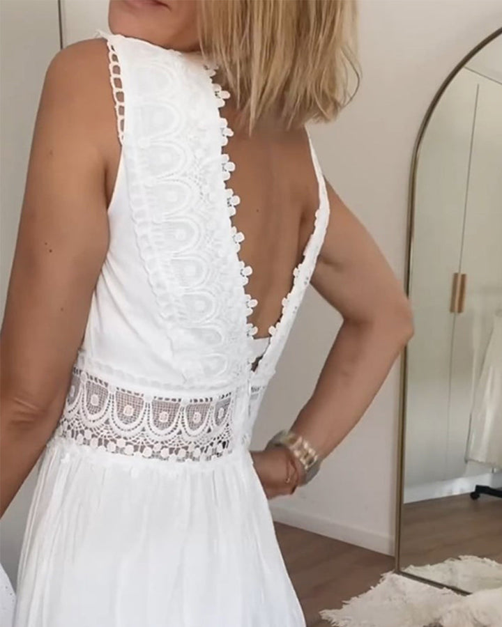 Elle™ – Timeless Lace-Detail Summer Dress for Effortless Elegance