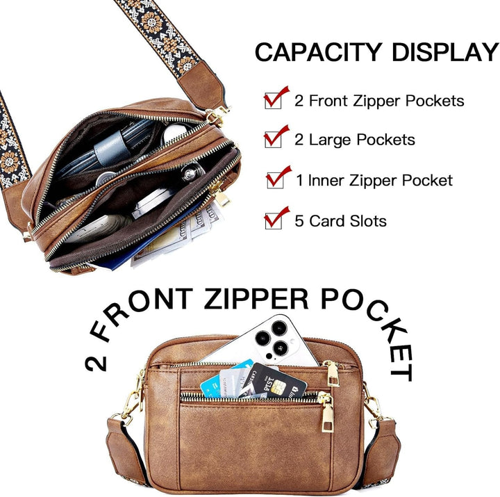Lauren™ | Elegant Crossbody Bag with Patterned Adjustable Strap