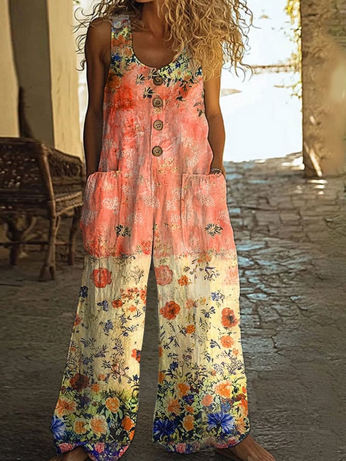 Violet | Vintage Floral Patchwork Jumpsuit