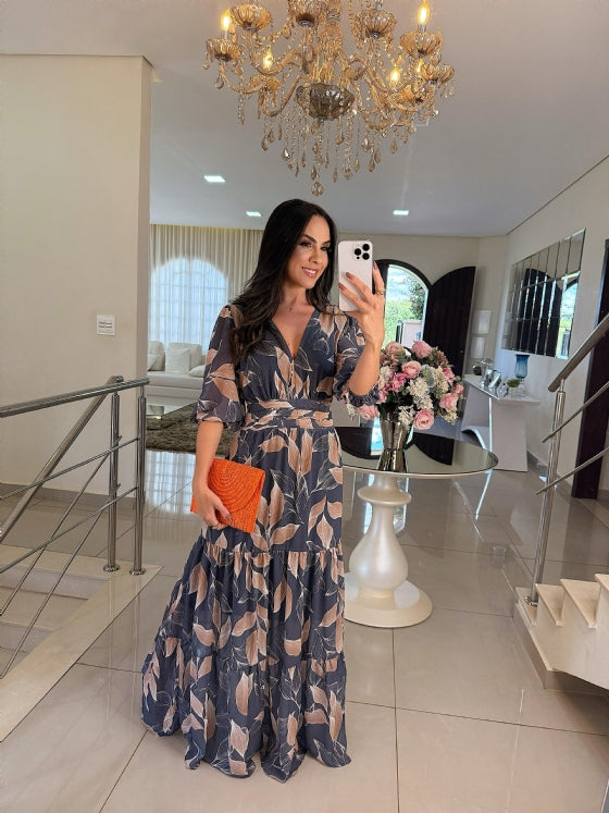 CLARISSA | Long Floral Dress with Comfortable Fit for Elegant Days