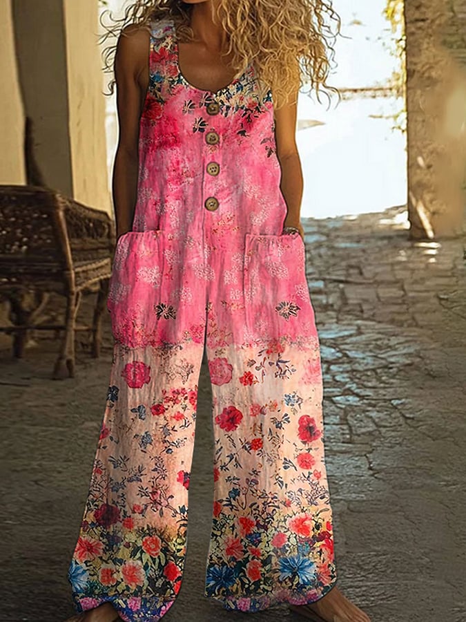Violet | Vintage Floral Patchwork Jumpsuit