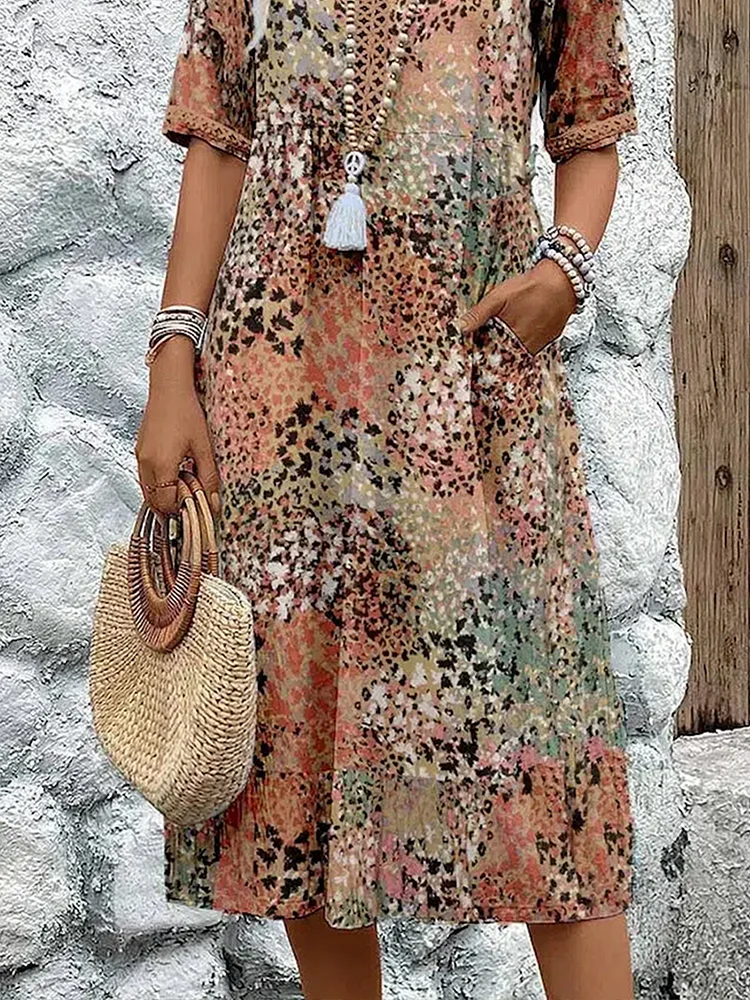 Alivia™ – Elegant Floral Midi Dress for Flattering All-Day Style