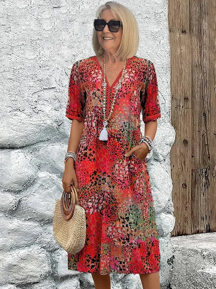 Alivia™ – Elegant Floral Midi Dress for Flattering All-Day Style
