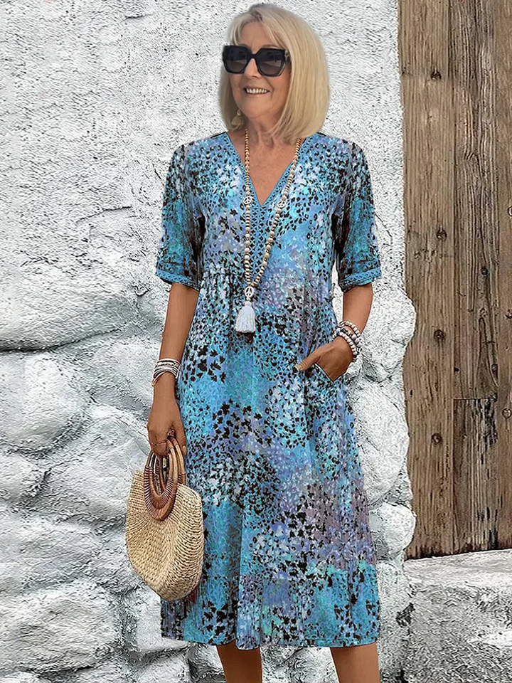 Alivia™ – Elegant Floral Midi Dress for Flattering All-Day Style