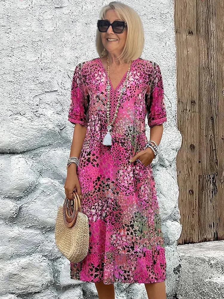 Alivia™ – Elegant Floral Midi Dress for Flattering All-Day Style