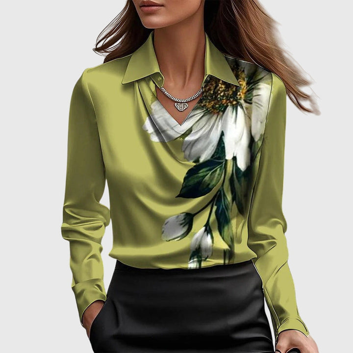 Candice™ – Pleated Shine Blouse for Quiet Confidence